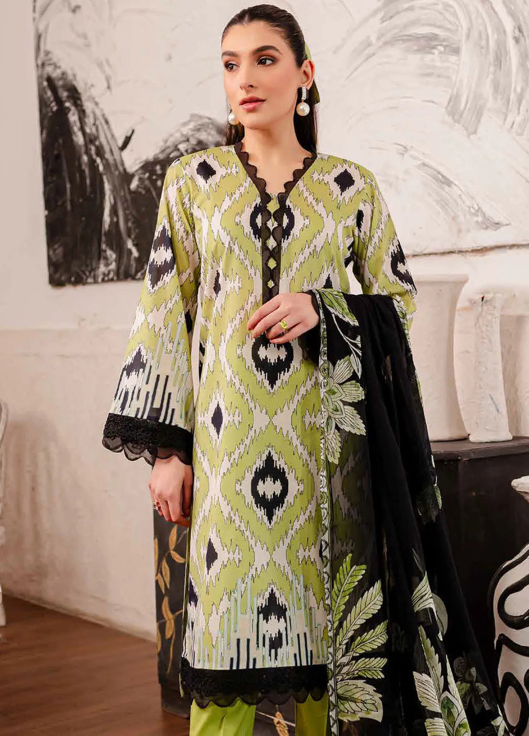 Signature Prints By Nureh Printed Lawn Suit Unstitched 3 Piece NU24SPU SP-101 - Summer Collection