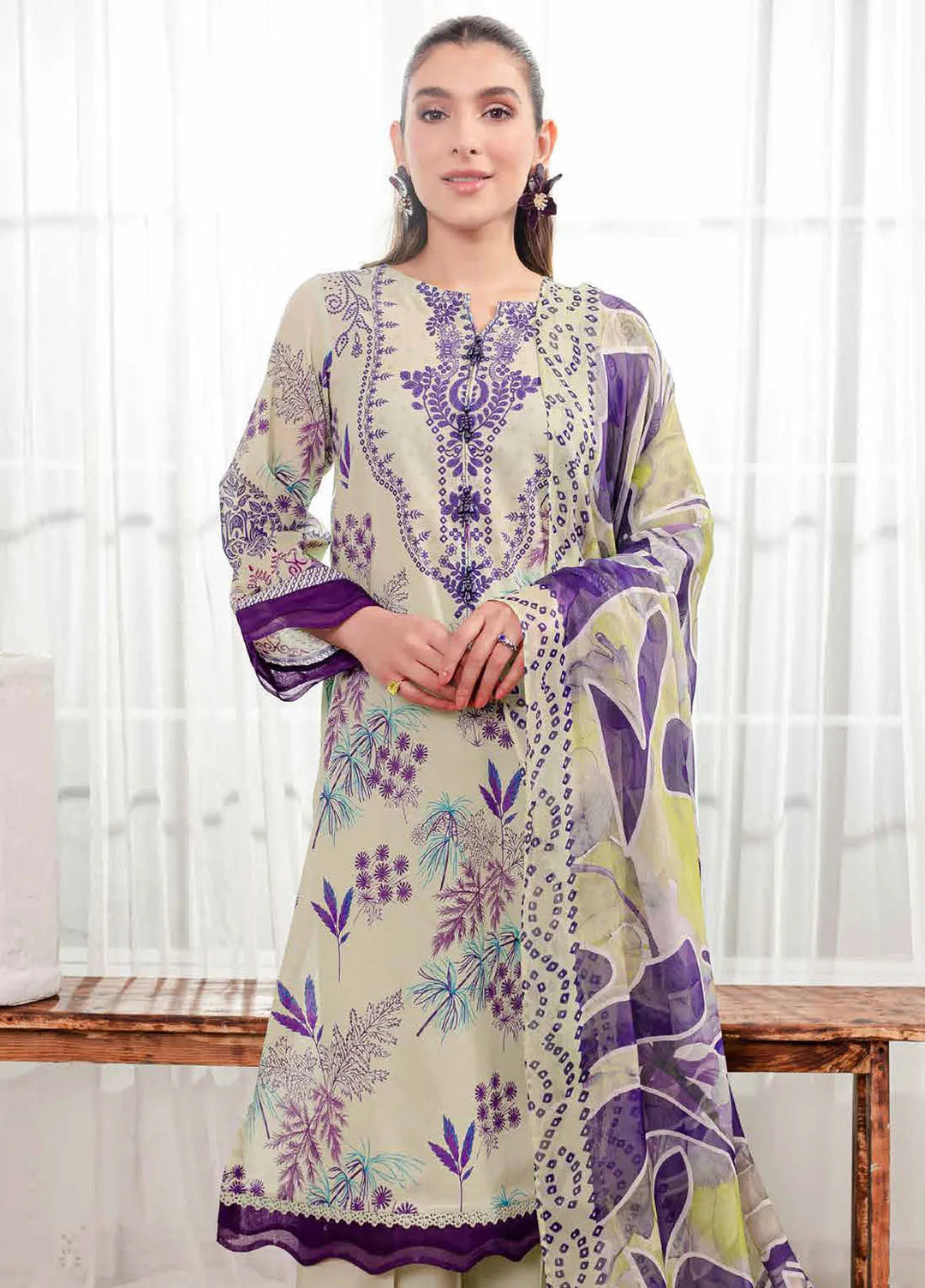 Signature Prints By Nureh Printed Lawn Suit Unstitched 3 Piece NU24SPU SP-105 - Summer Collection