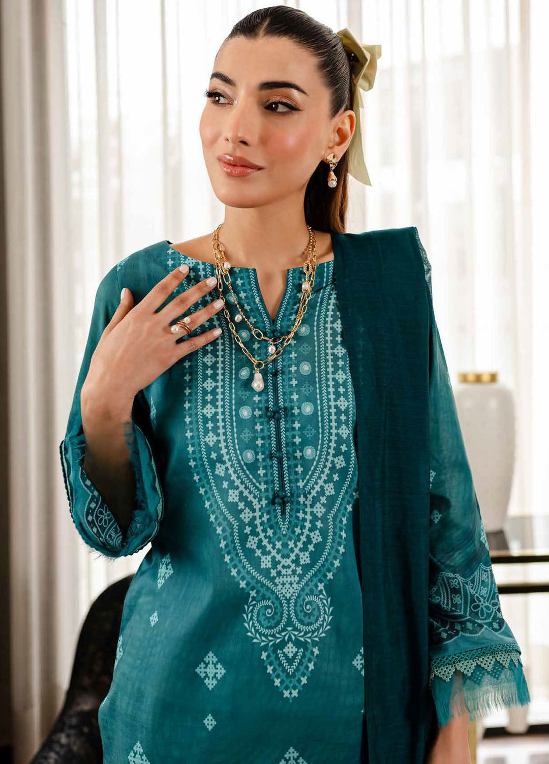 Signature Prints By Nureh Printed Lawn Suits Unstitched 3 Piece NU24PS SP-107 - Summer Collection