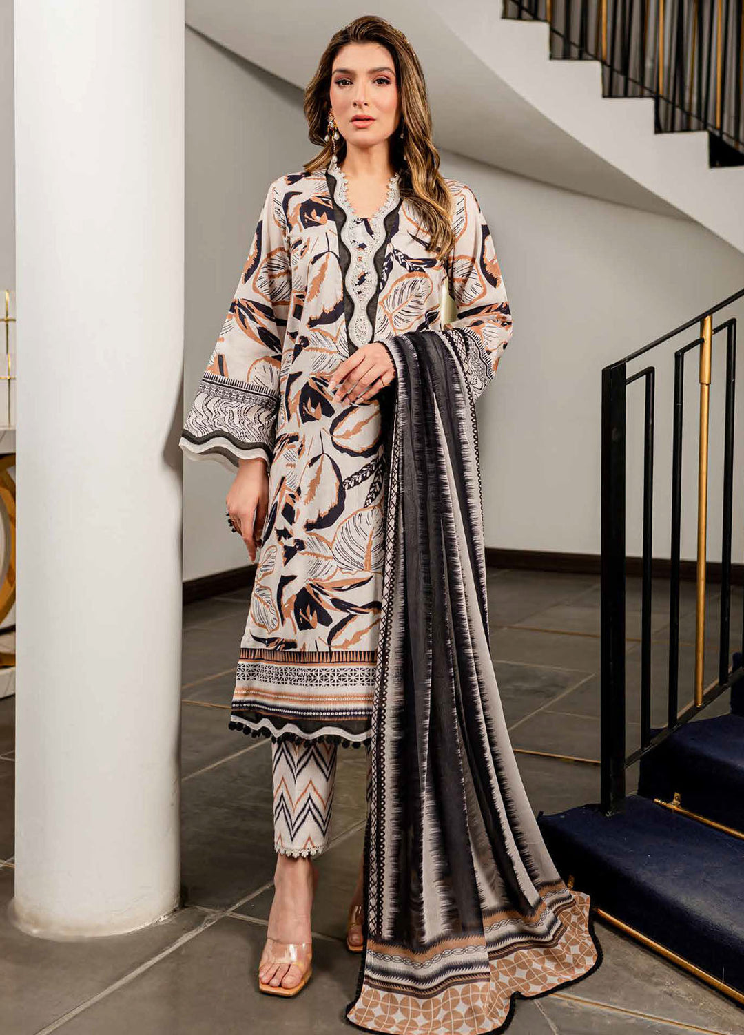 Signature Prints By Nureh Printed Lawn Suits Unstitched 3 Piece NU24SP SP-93 - Summer Collection