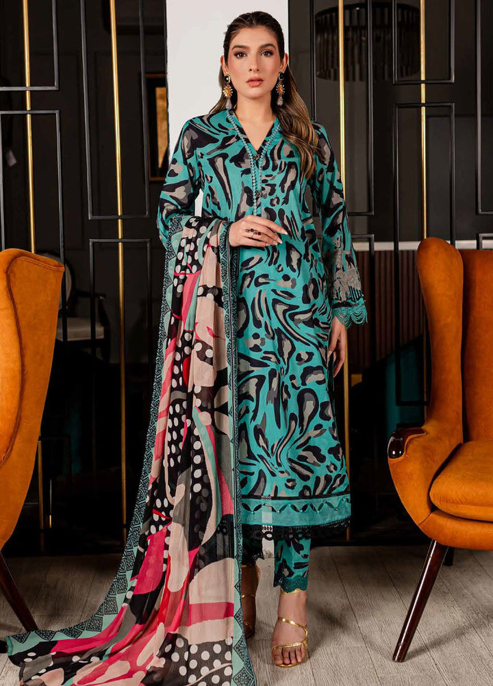 Signature Prints By Nureh Printed Lawn Suits Unstitched 3 Piece NU24SP SP-95 - Summer Collection