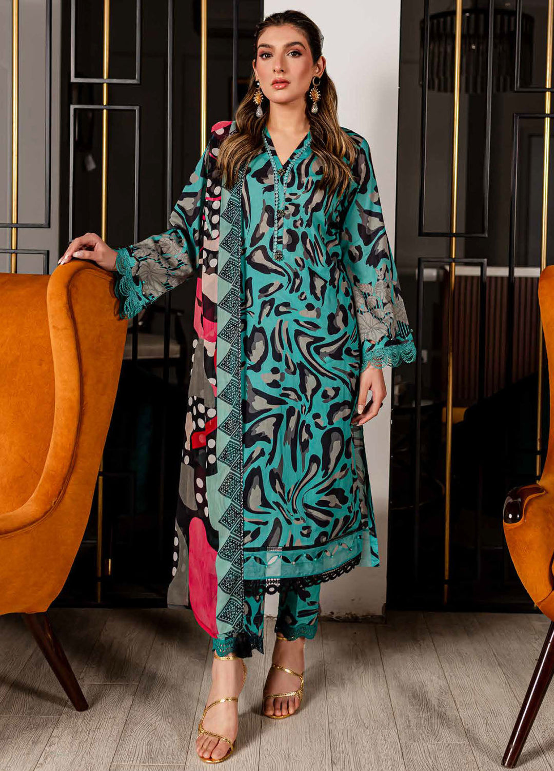 Signature Prints By Nureh Printed Lawn Suits Unstitched 3 Piece NU24SP SP-95 - Summer Collection