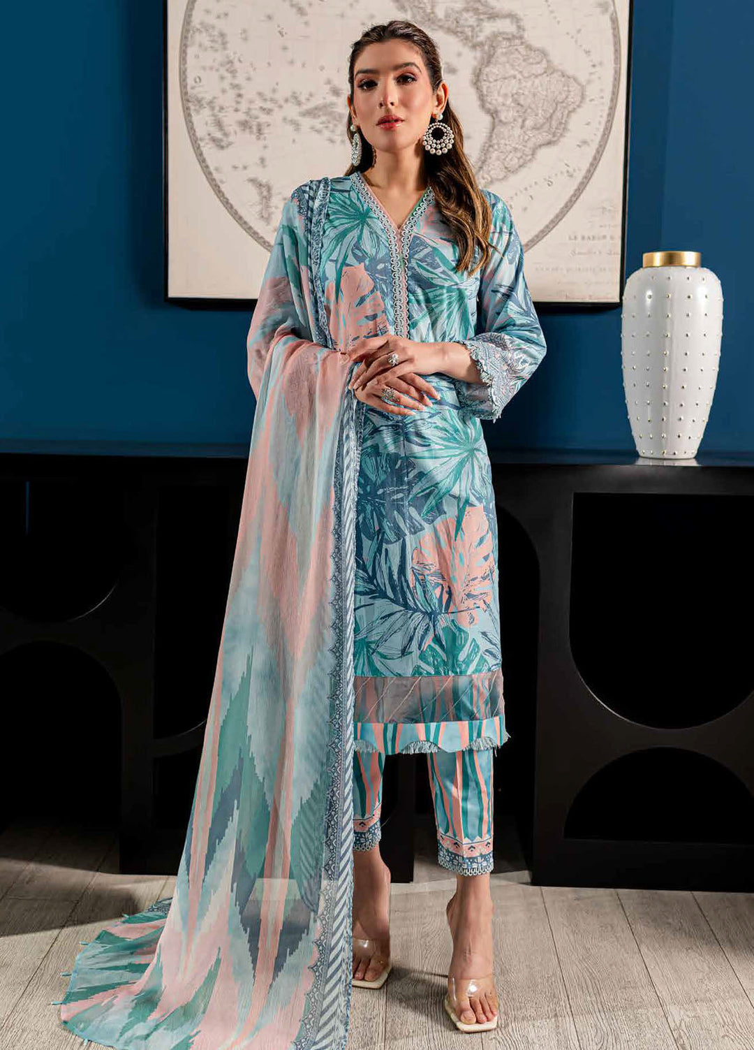 Signature Prints By Nureh Printed Lawn Suits Unstitched 3 Piece NU24SP SP-96 - Summer Collection