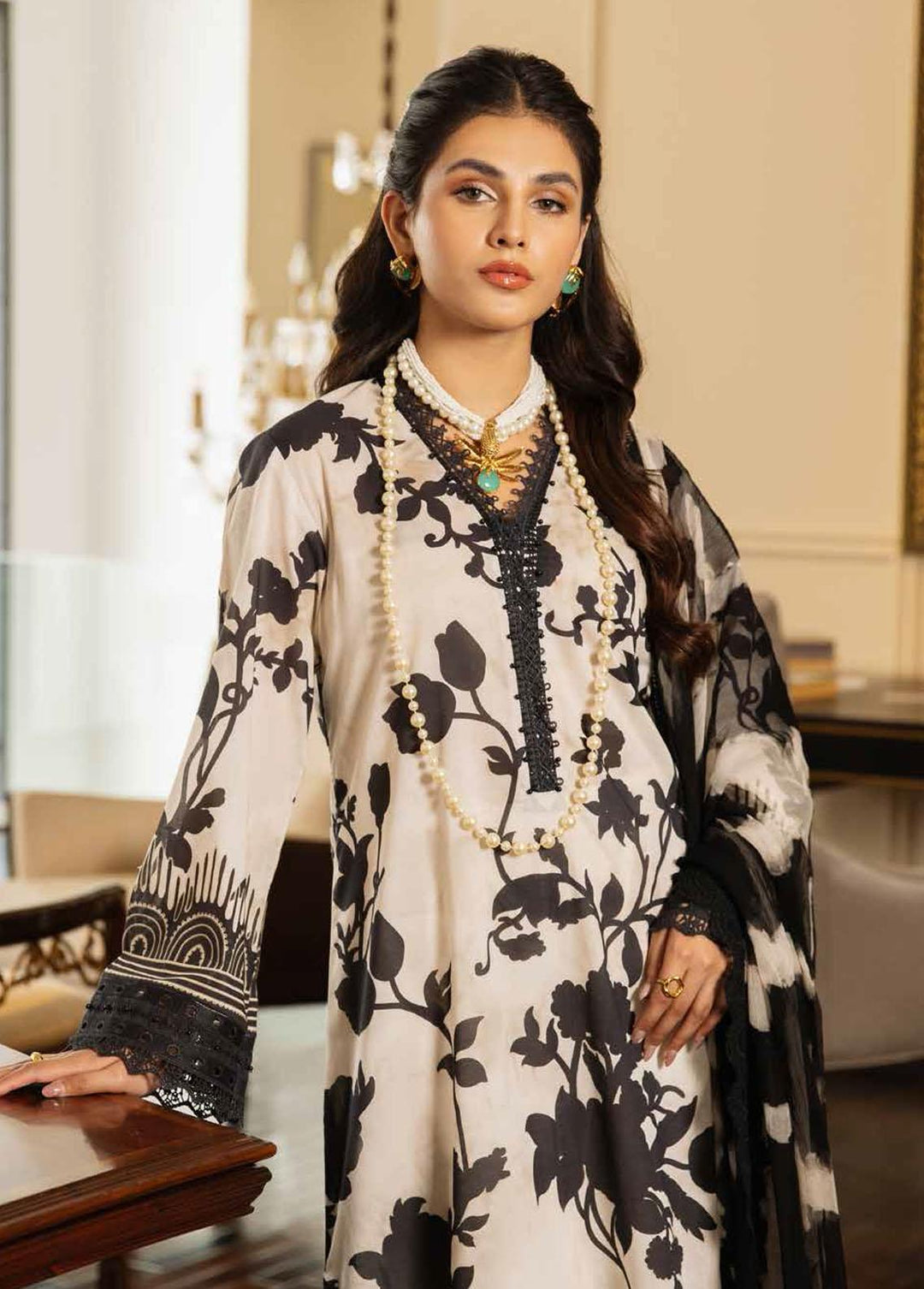 Signature Prints By Nureh Printed Lawn Suits Unstitched 3 Piece NU23L SP-49 - Summer Collection