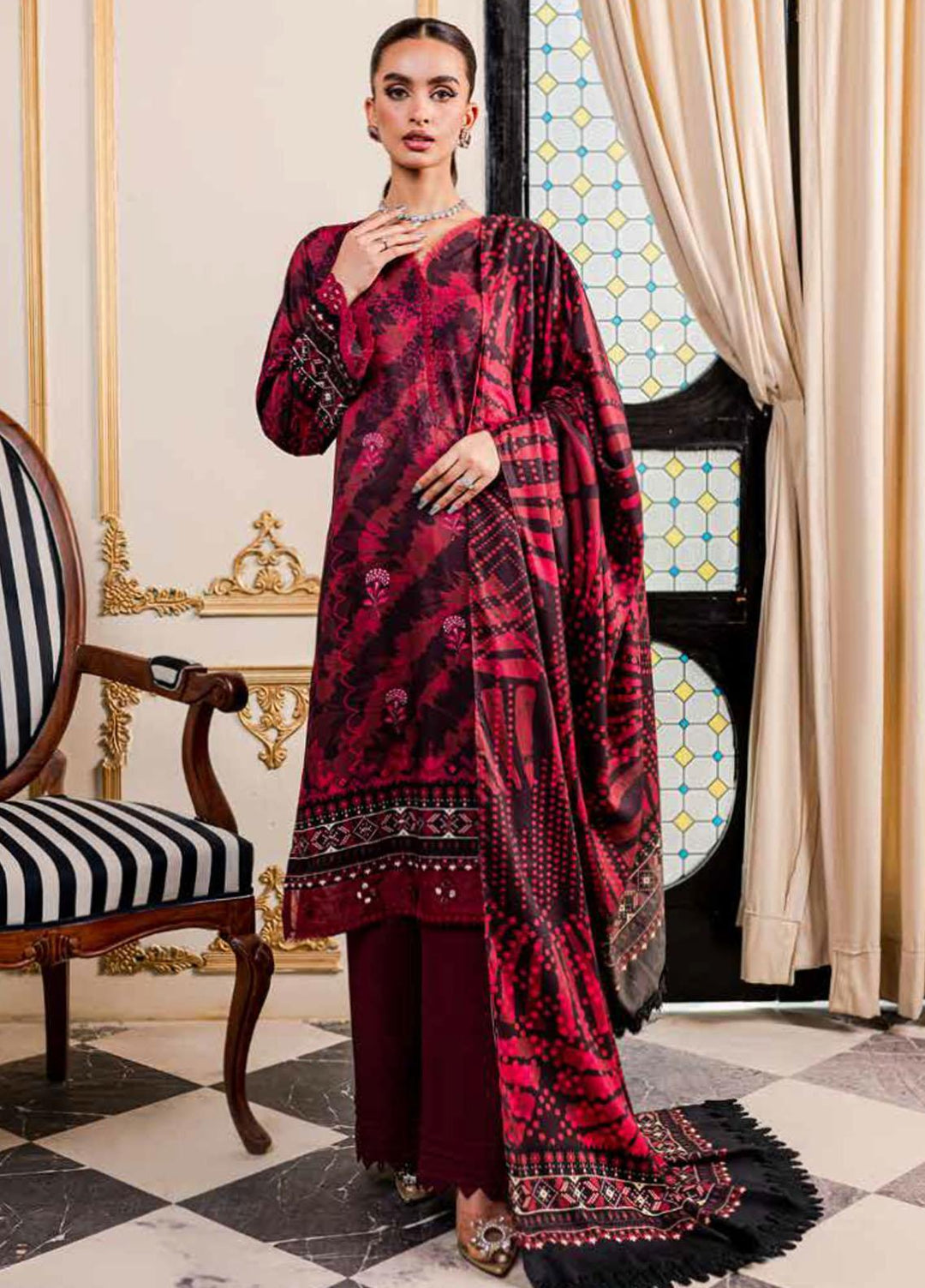 Signature Prints By Nureh Printed Marina Suits Unstitched 3 Piece NU23SPM SP-75 - Winter Collection