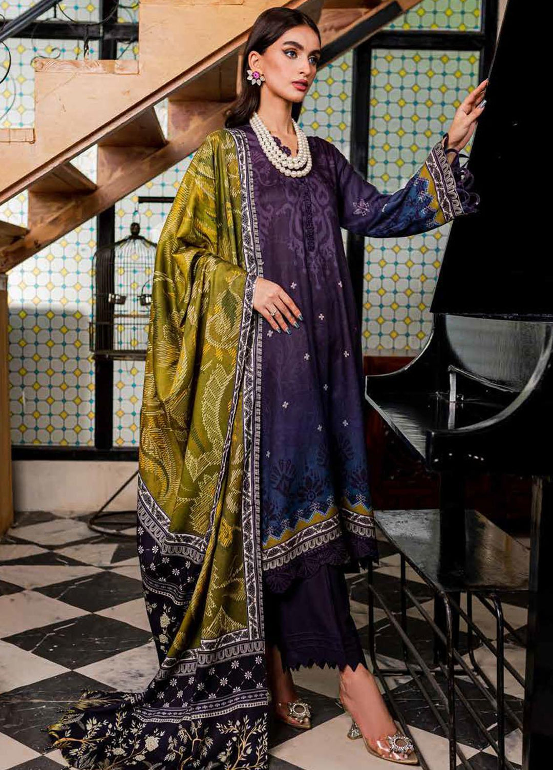 Signature Prints By Nureh Printed Marina Suits Unstitched 3 Piece NU23SPM SP-76 - Winter Collection