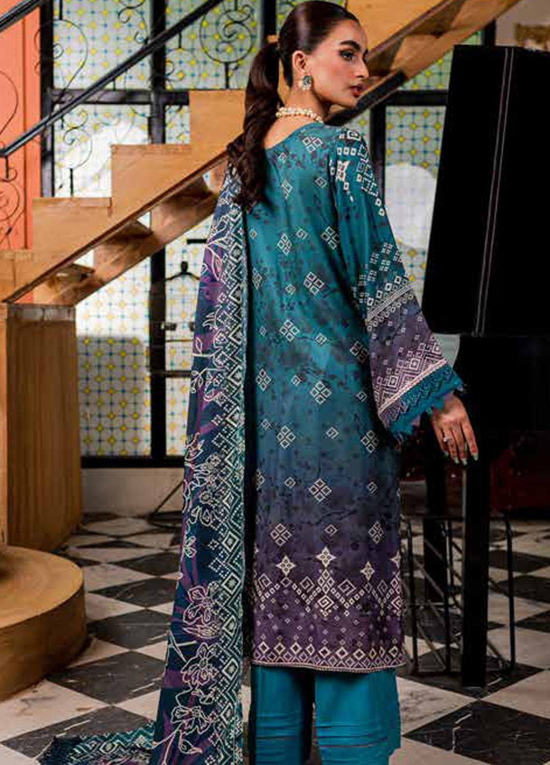 Signature Prints By Nureh Printed Marina Suits Unstitched 3 Piece NU23SPM SP-78 - Winter Collection