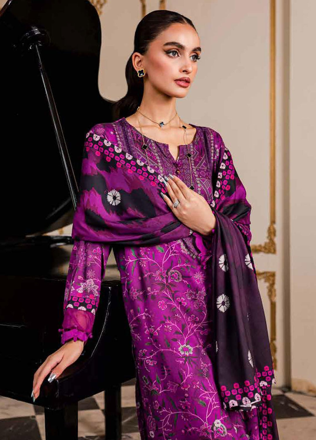 Signature Prints By Nureh Printed Marina Suits Unstitched 3 Piece NU23SPM SP-79 - Winter Collection