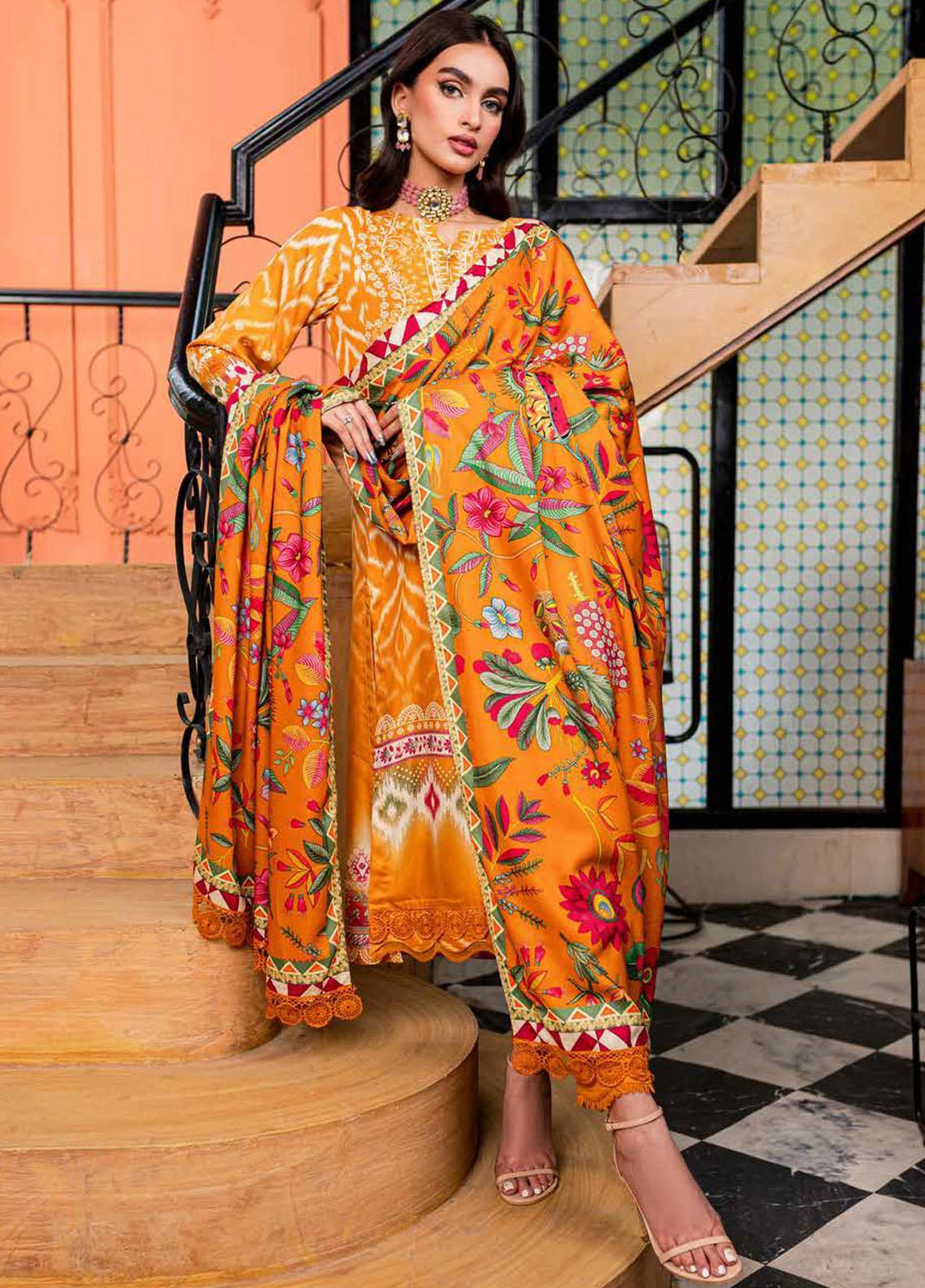 Signature Prints By Nureh Printed Marina Suits Unstitched 3 Piece NU23SPM SP-80 - Winter Collection