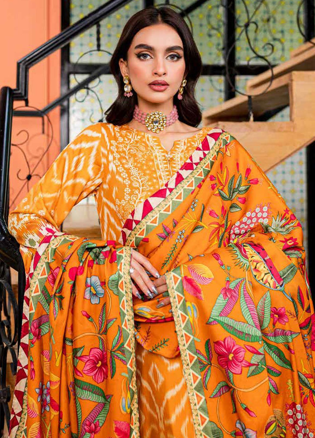 Signature Prints By Nureh Printed Marina Suits Unstitched 3 Piece NU23SPM SP-80 - Winter Collection