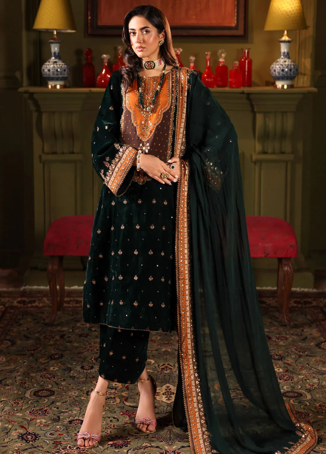 Signora by Charizma Embroidered Velvet Suits Unstitched 3 Piece CRZ24SG CVT4-10 - Winter Collection