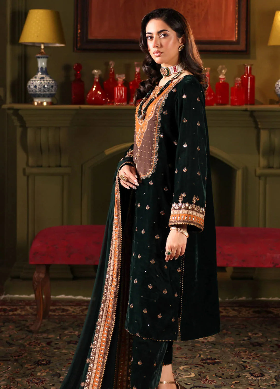Signora by Charizma Embroidered Velvet Suits Unstitched 3 Piece CRZ24SG CVT4-10 - Winter Collection