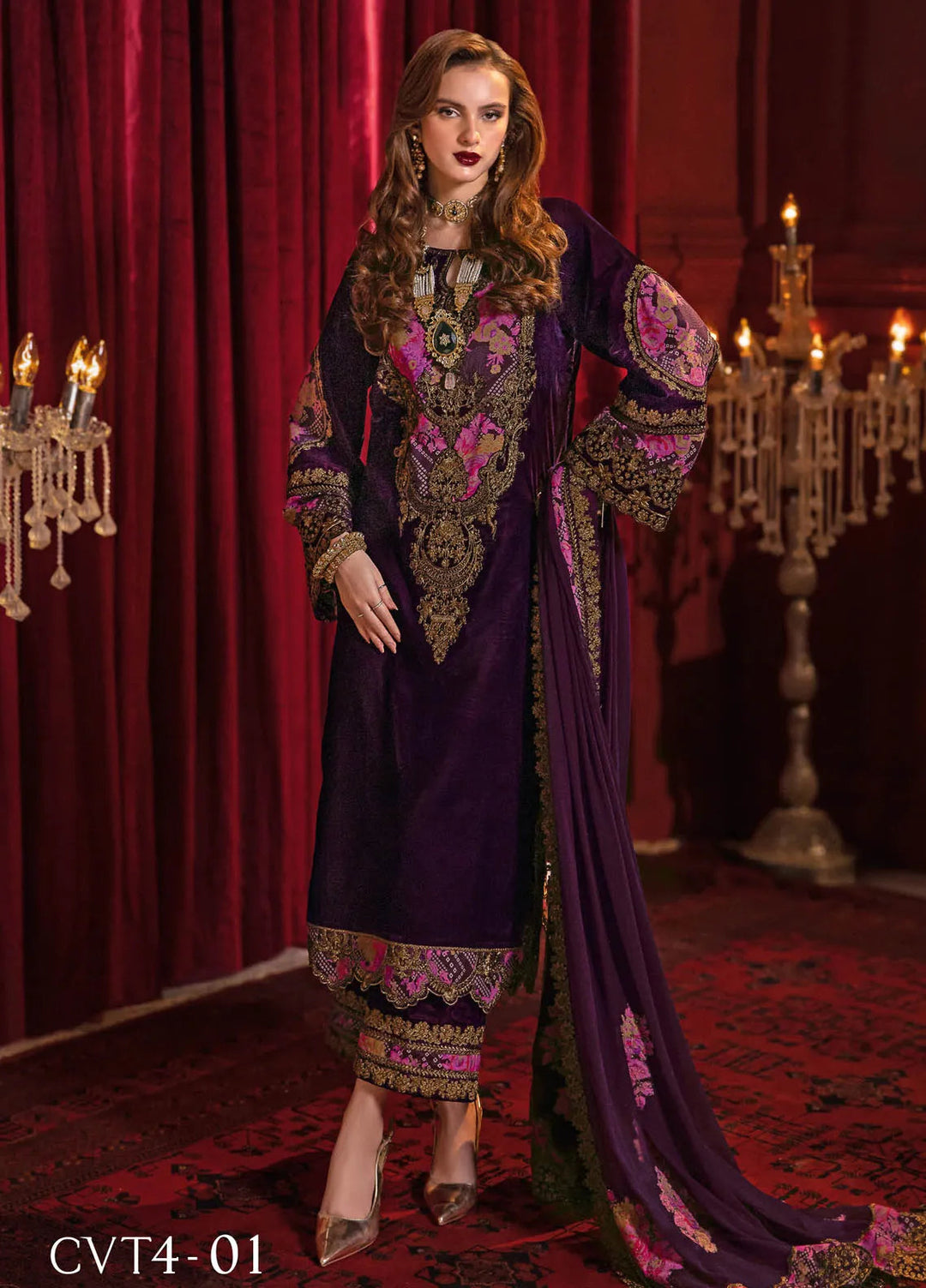 Signora by Charizma Embroidered Velvet Suits Unstitched 3 Piece CRZ24SV CVT4-01 - Festive Collection