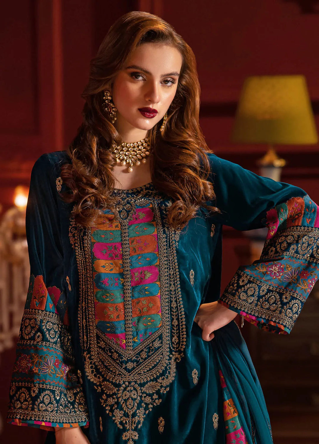 Signora by Charizma Embroidered Velvet Suits Unstitched 3 Piece CRZ24SV CVT4-02 - Festive Collection