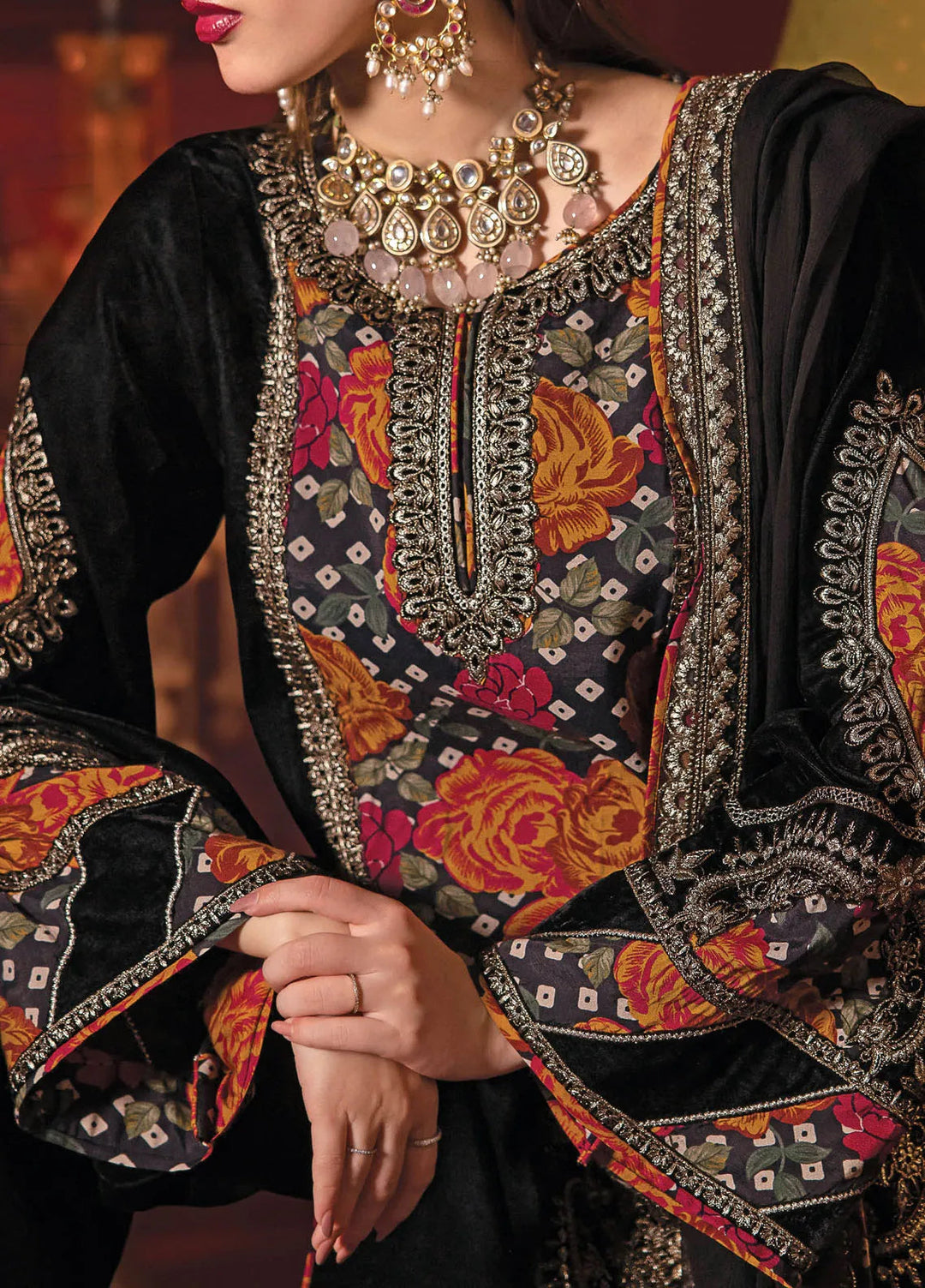 Signora by Charizma Embroidered Velvet Suits Unstitched 3 Piece CRZ24SV CVT4-04 - Festive Collection