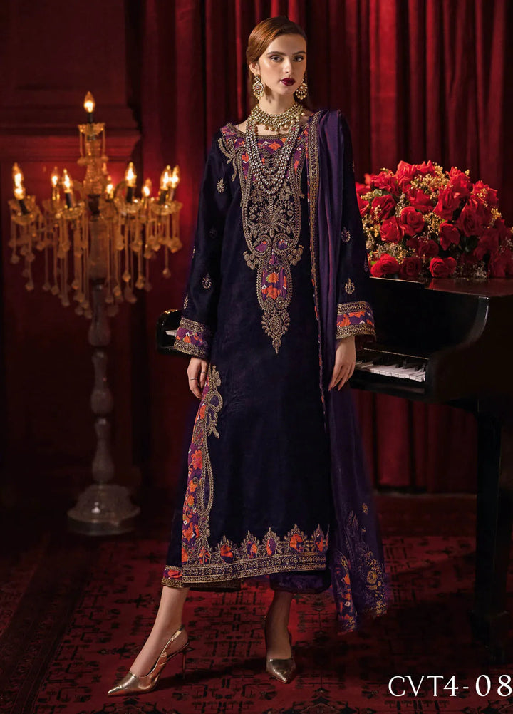 Signora by Charizma Embroidered Velvet Suits Unstitched 3 Piece CRZ24SV CVT4-08 - Festive Collection