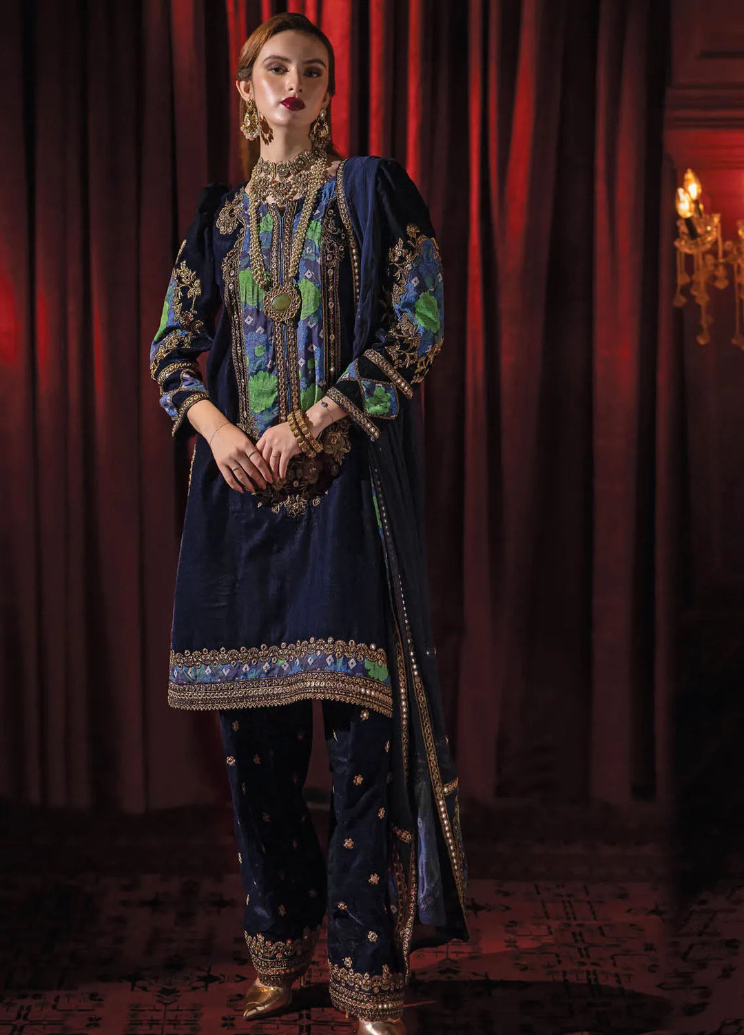 Signora by Charizma Embroidered Velvet Suits Unstitched 3 Piece CRZ24SV CVT4-09 - Festive Collection
