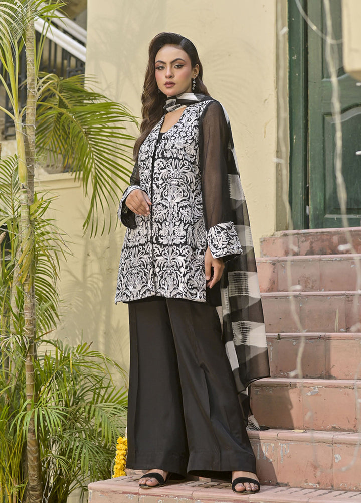 Silcot Pret Embroidered Chiffon 3 Piece Suit Mumtaz Monochrome