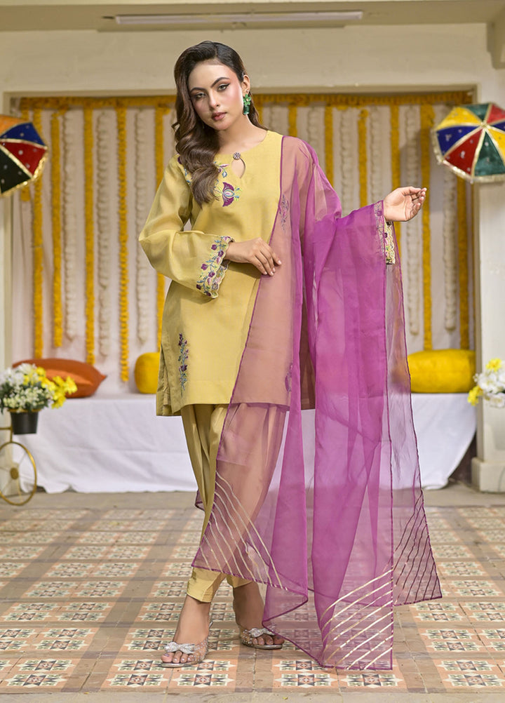 Silcot Pret Embroidered Organza 3 Piece Suit Marigold Bloom