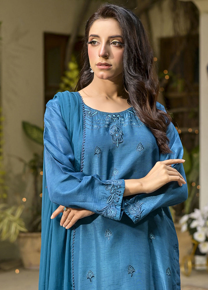 Silcot Pret Embroidered Slik 3 Piece Suit Azure Elegance