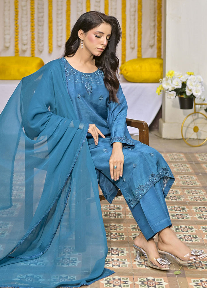 Silcot Pret Embroidered Slik 3 Piece Suit Azure Elegance