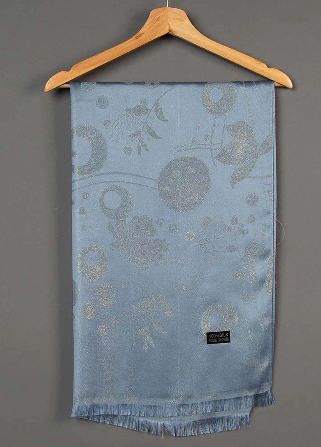 Abaya pk  Silk  Hijab ABA22SH Dark Grey Printed Sheen Hijab - Pashmina Hijabs