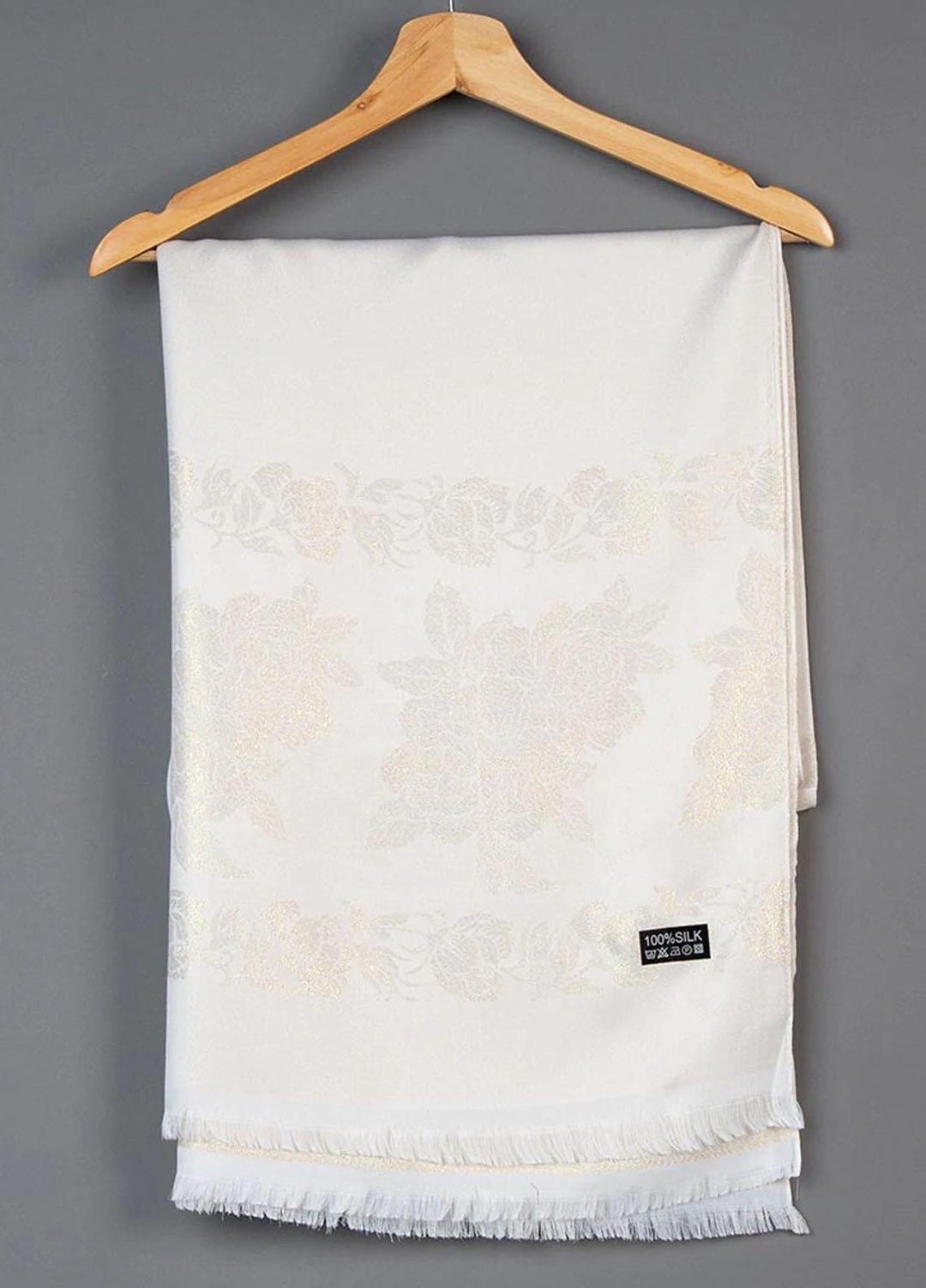 Abaya pk  Silk  Hijab ABA22SH Off-White Festive Hijab - Pashmina Hijabs