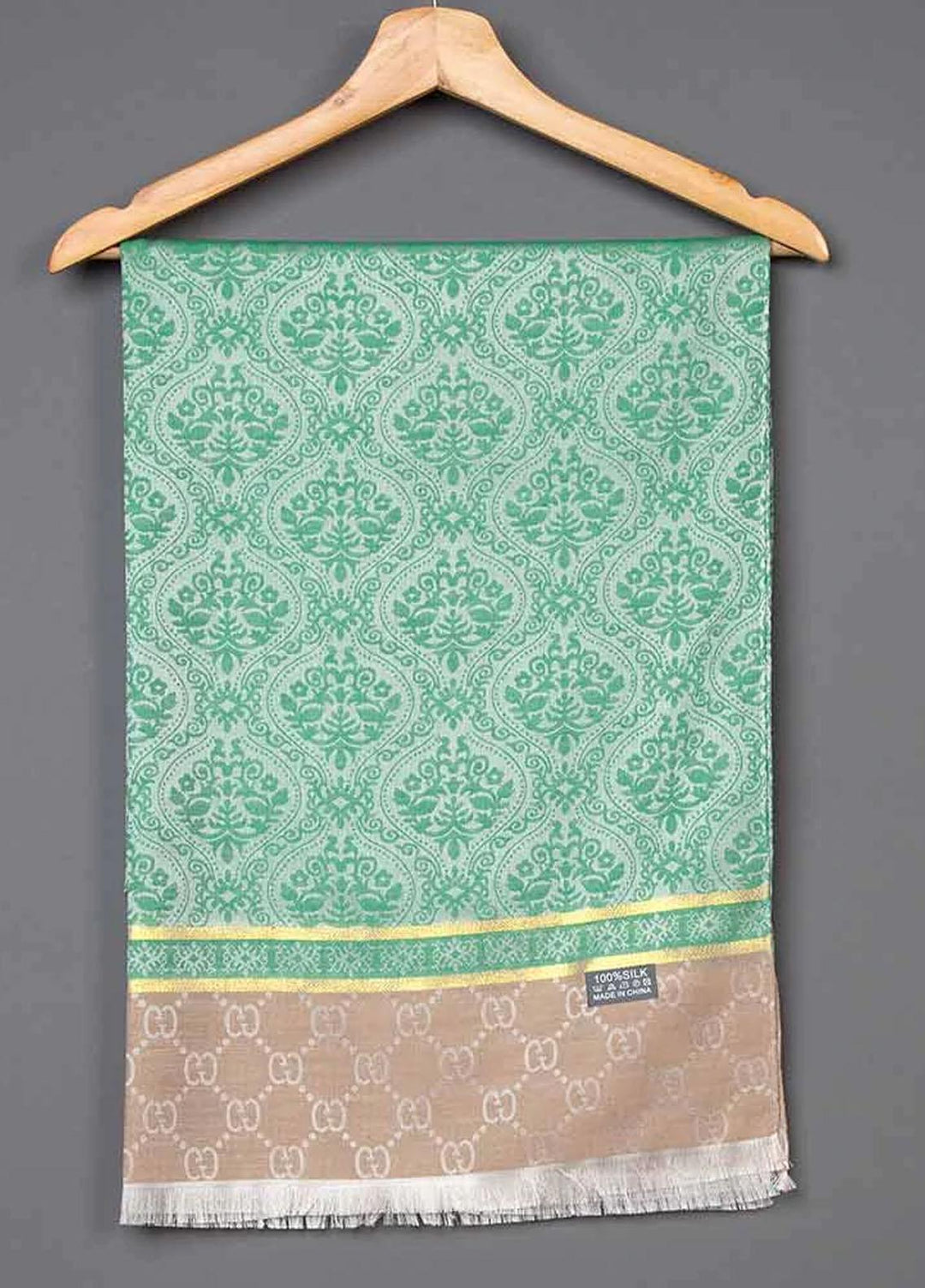 Abaya pk  Silk  Hijab ABA22SH Turkish Green Printed Hijab - Pashmina Hijabs