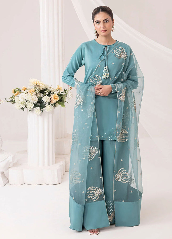 Silk Ivy by Jamnii Pret Embroidered Silk 3 Piece Suit Dewdrop
