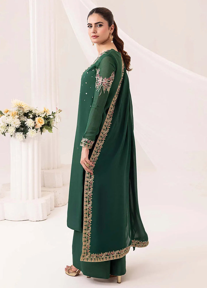 Silk Ivy by Jamnii Pret Embroidered Silk 3 Piece Suit Emerald