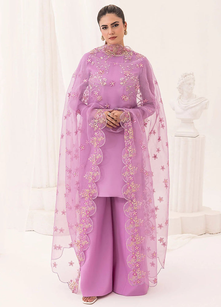 Silk Ivy by Jamnii Pret Embroidered Silk 3 Piece Suit Lilac Haze