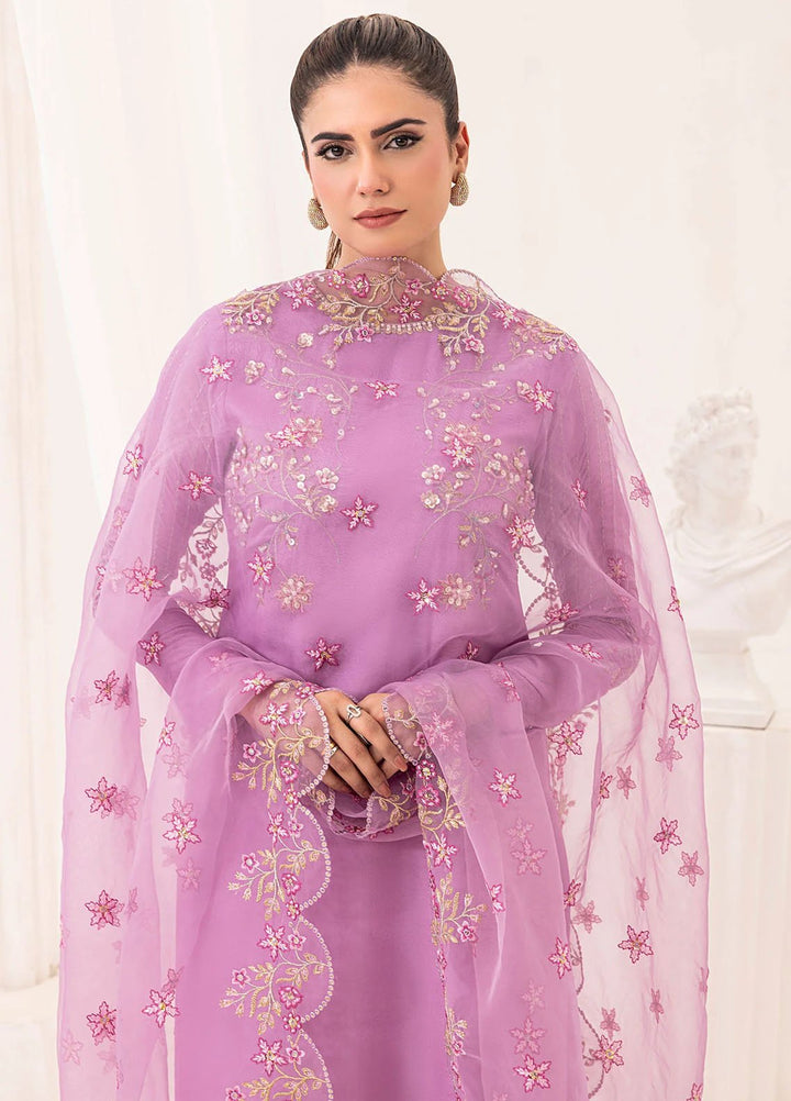 Silk Ivy by Jamnii Pret Embroidered Silk 3 Piece Suit Lilac Haze