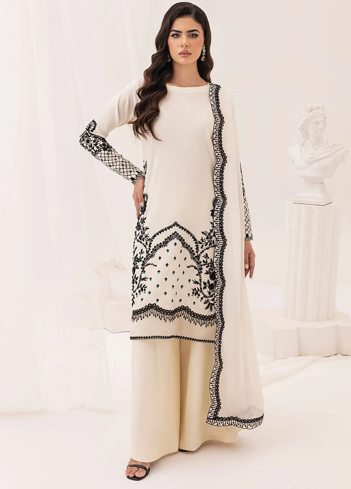 Silk Ivy by Jamnii Pret Embroidered Silk 3 Piece Suit Noir Pearl