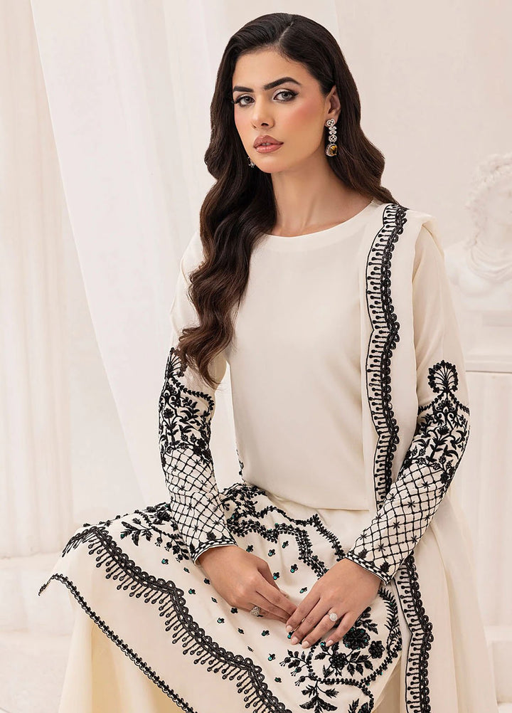 Silk Ivy by Jamnii Pret Embroidered Silk 3 Piece Suit Noir Pearl