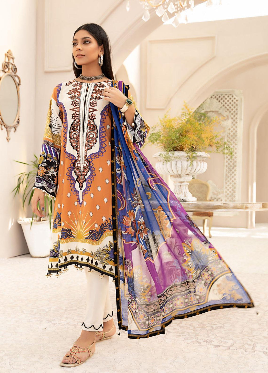 Silsila By Vitalia Embroidered Linen Suits Unstitched 3 Piece VT23S D-02 Tresor - Festive Collection