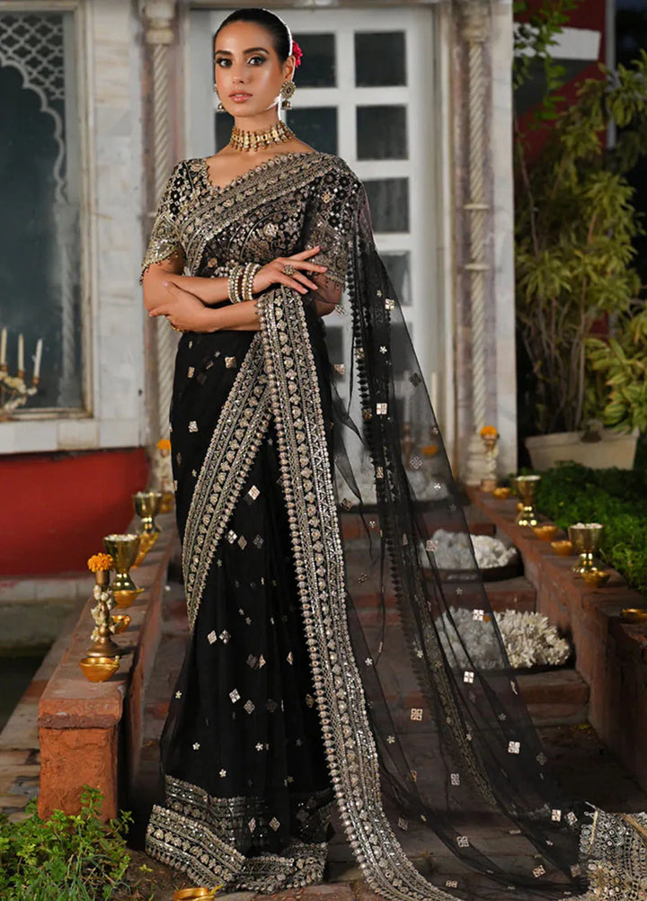 Singhar By Qalamkar Embroidered Raw Silk Unstitched Saree QLM24SW RF-08 Minha - Luxury Collection