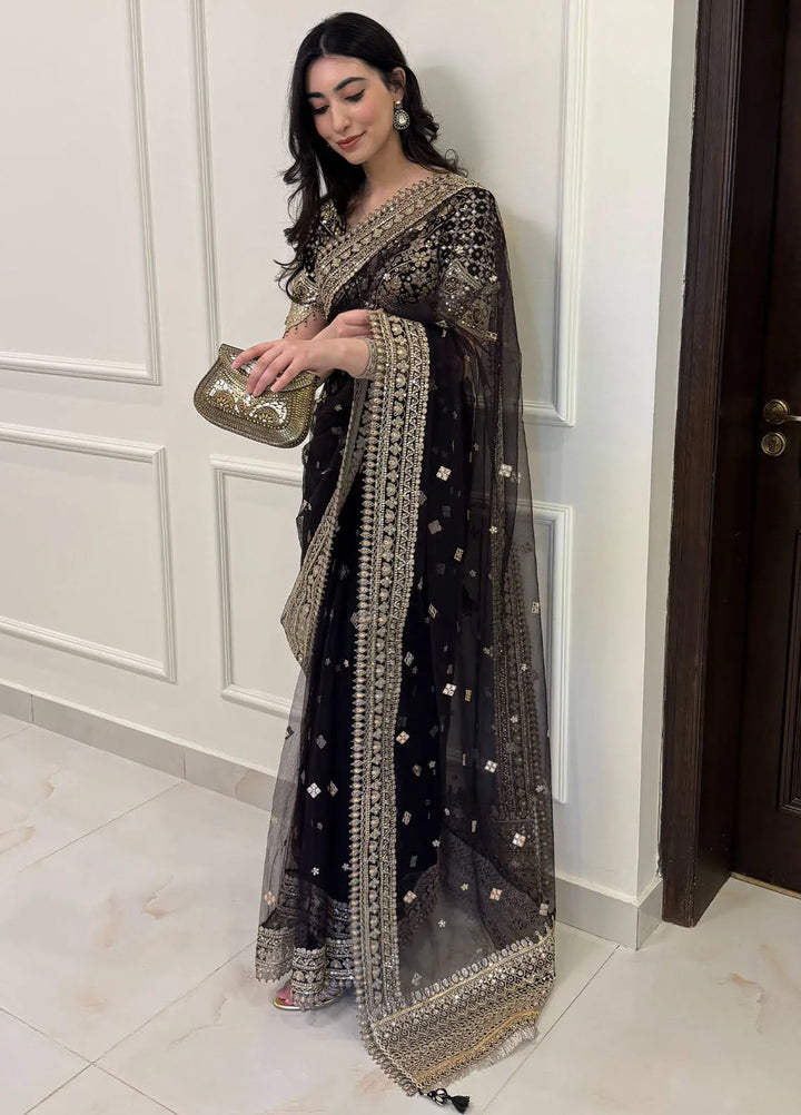 Singhar By Qalamkar Embroidered Raw Silk Unstitched Saree QLM24SW RF-08 Minha - Luxury Collection