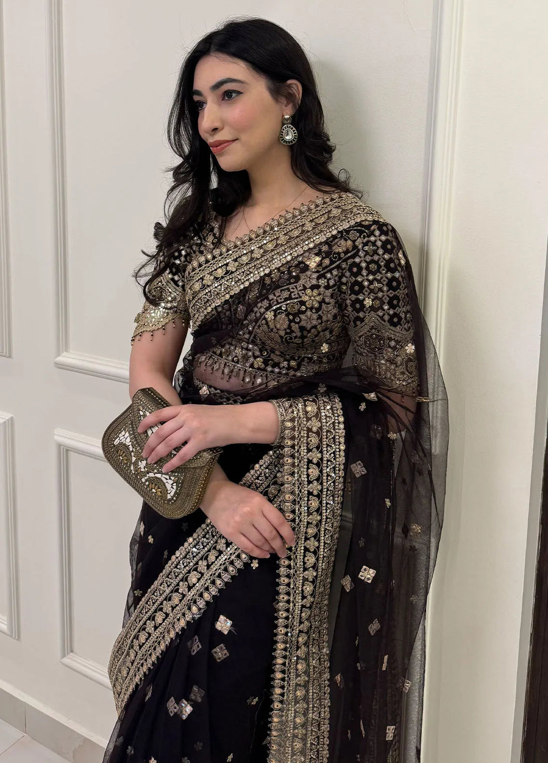 Singhar By Qalamkar Embroidered Raw Silk Unstitched Saree QLM24SW RF-08 Minha - Luxury Collection