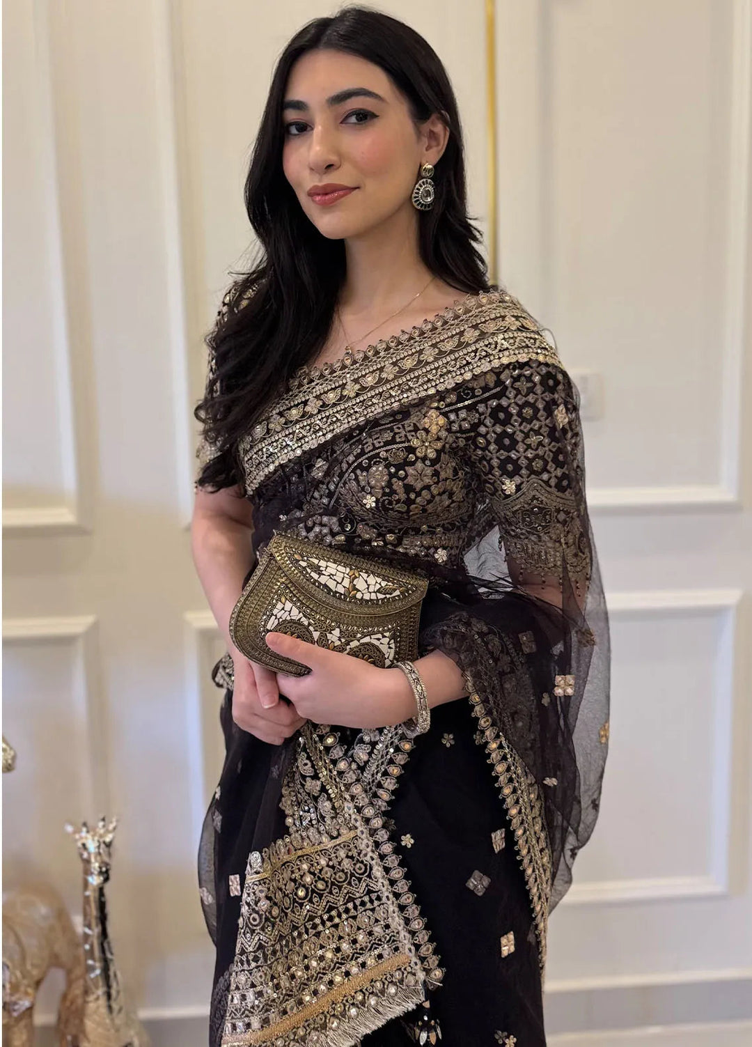 Singhar By Qalamkar Embroidered Raw Silk Unstitched Saree QLM24SW RF-08 Minha - Luxury Collection