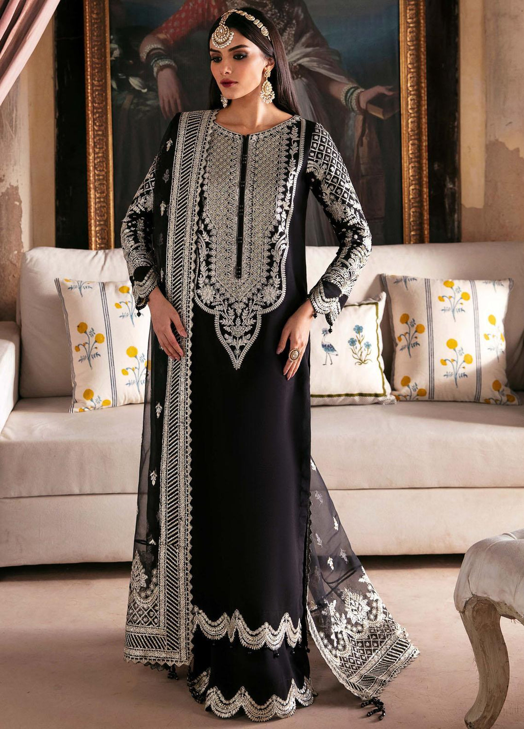 Singhar By Saad Shaikh Embroidered Raw Silk Suits Unstitched 3 Piece SSK23SG Kajal - Festive Collection