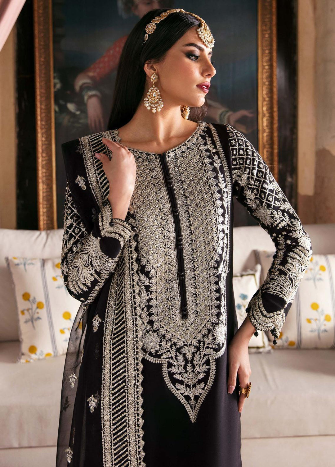 Singhar By Saad Shaikh Embroidered Raw Silk Suits Unstitched 3 Piece SSK23SG Kajal - Festive Collection