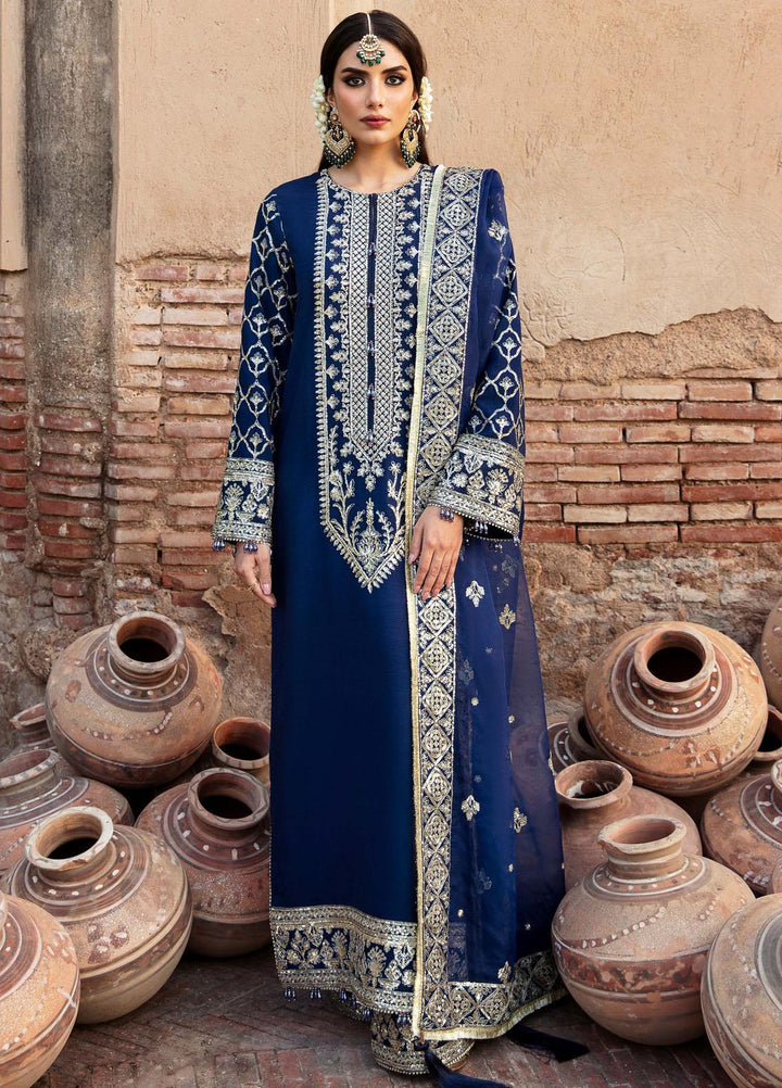 Singhar By Saad Shaikh Embroidered Raw Silk Suits Unstitched 3 Piece SSK23SG Kamari - Festive Collection