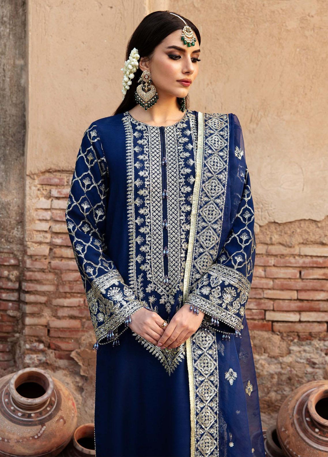 Singhar By Saad Shaikh Embroidered Raw Silk Suits Unstitched 3 Piece SSK23SG Kamari - Festive Collection