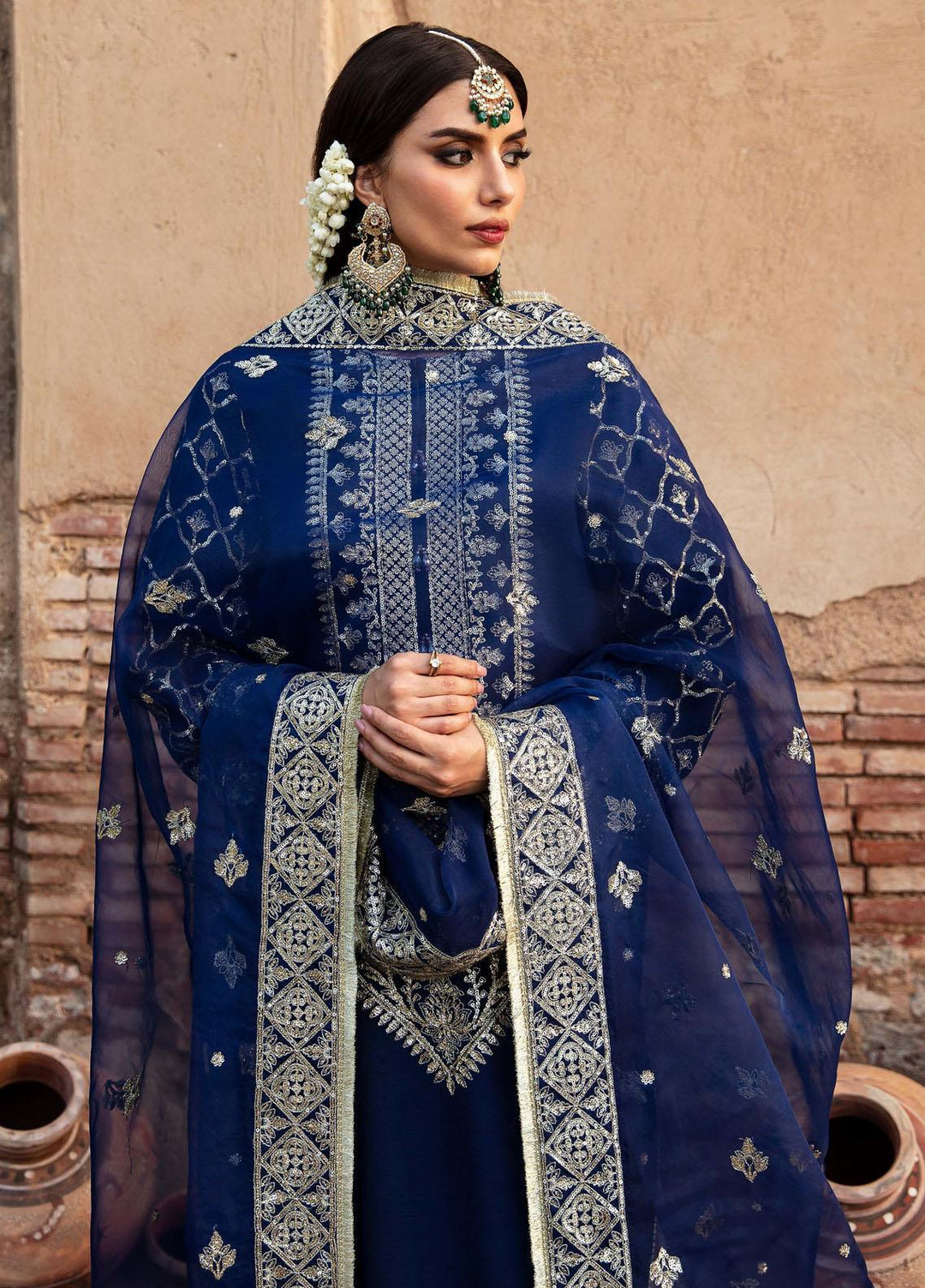 Singhar By Saad Shaikh Embroidered Raw Silk Suits Unstitched 3 Piece SSK23SG Kamari - Festive Collection