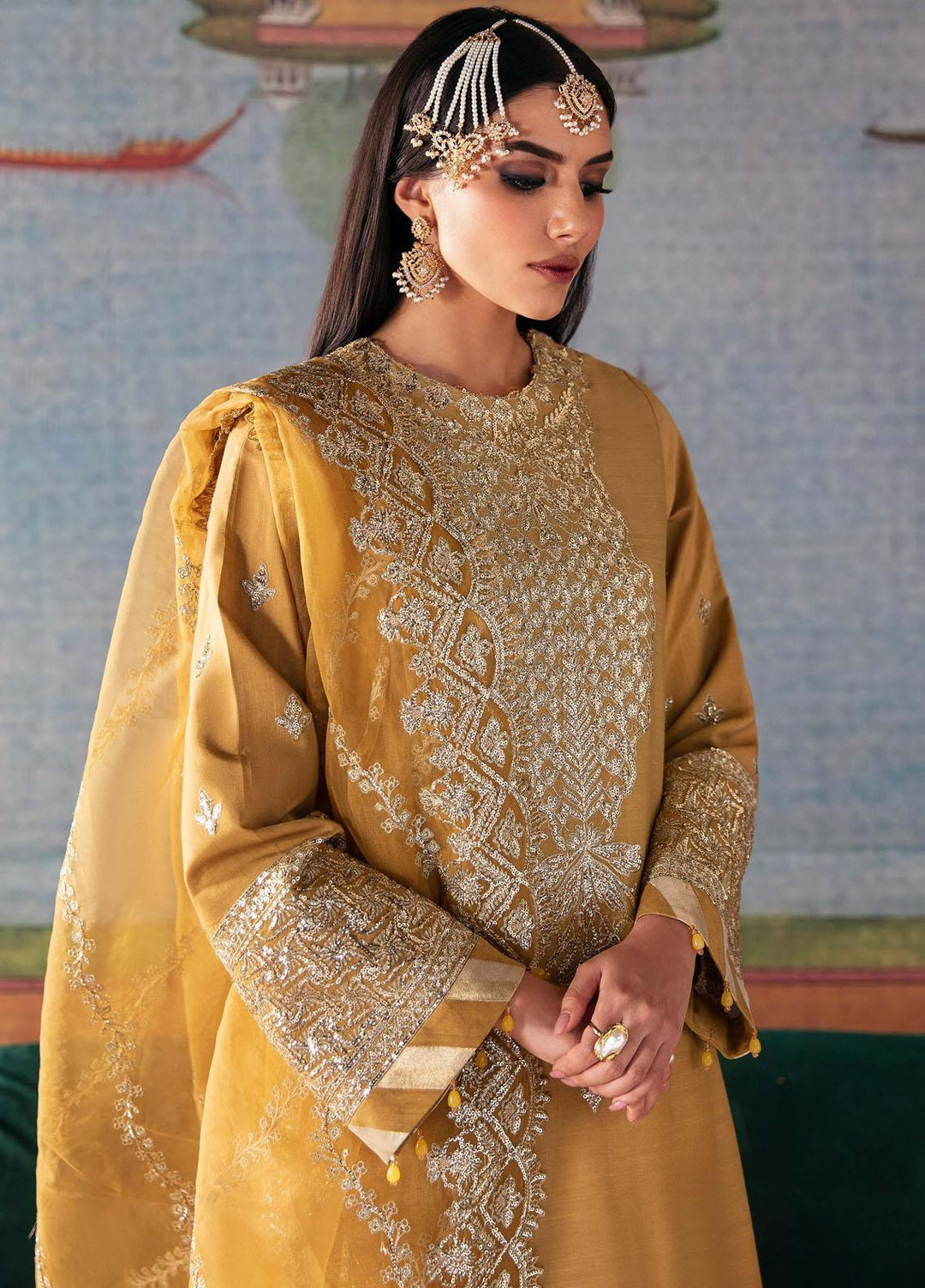 Singhar By Saad Shaikh Embroidered Raw Silk Suits Unstitched 3 Piece SSK23SG Mayal - Festive Collection