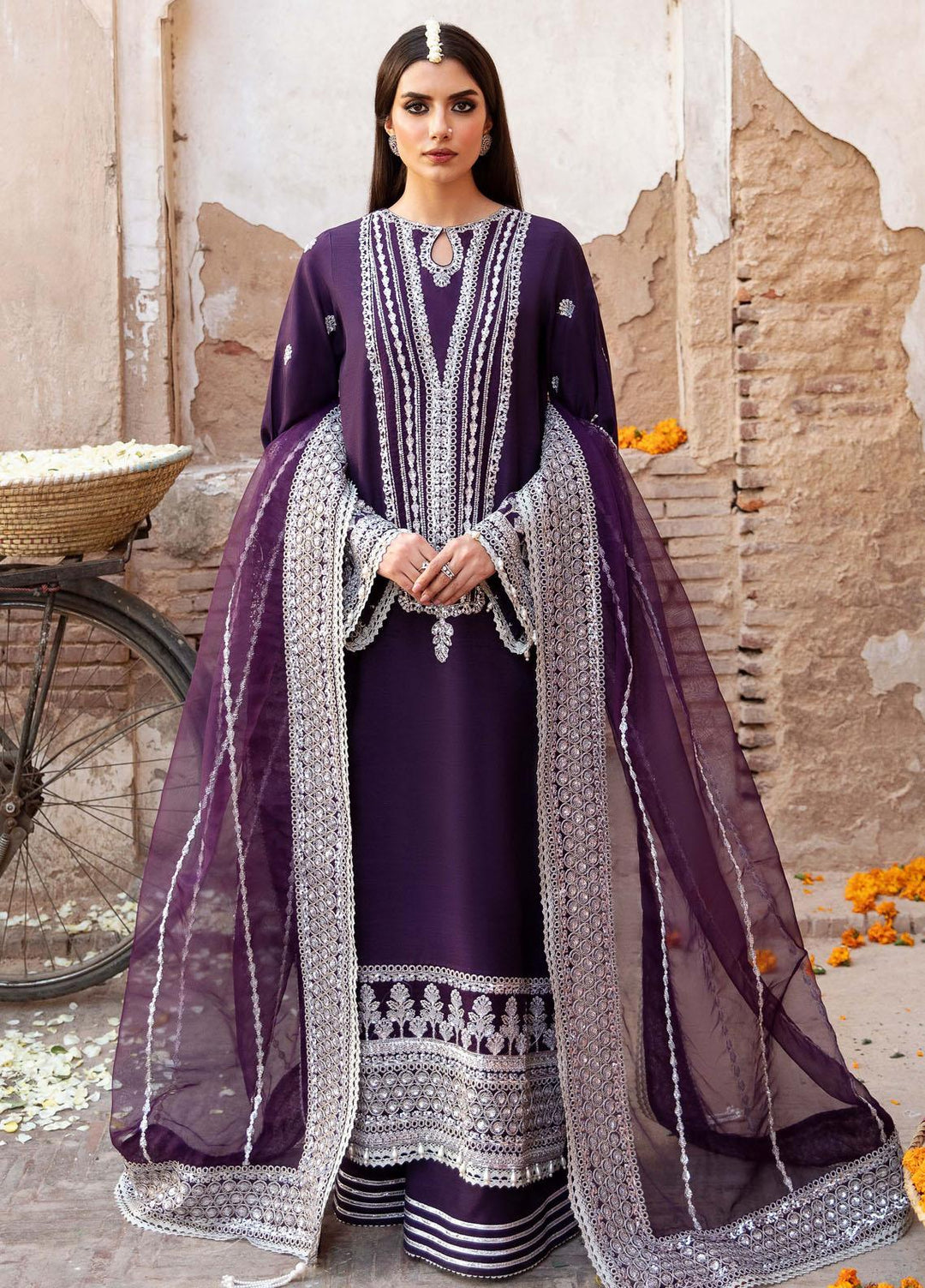 Singhar By Saad Shaikh Embroidered Raw Silk Suits Unstitched 3 Piece SSK23SG Rajkhumari - Festive Collection