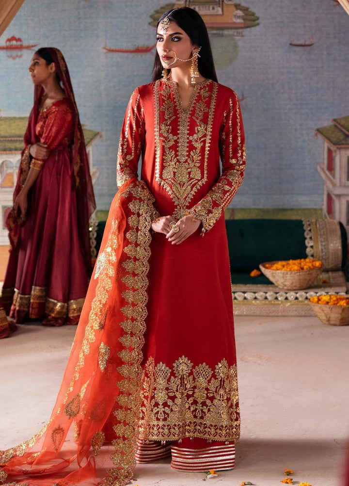 Singhar By Saad Shaikh Embroidered Raw Silk Suits Unstitched 3 Piece SSK23SG Rani - Festive Collection