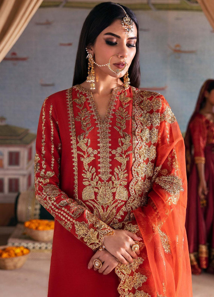 Singhar By Saad Shaikh Embroidered Raw Silk Suits Unstitched 3 Piece SSK23SG Rani - Festive Collection