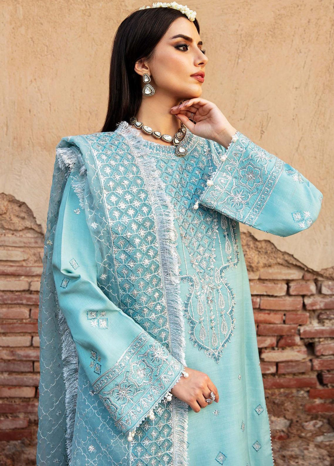 Singhar By Saad Shaikh Embroidered Raw Silk Suits Unstitched 3 Piece SSK23SG Zahra - Festive Collection