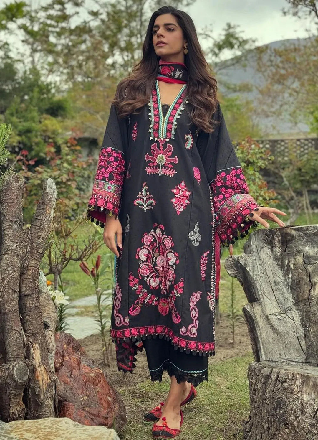 Siraa by Sadaf Fawad Khan Embroidered Lawn Suit Unstitched 3 Piece SDF24SL Ada B - Summer Collection